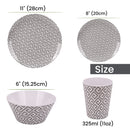 16 Piece Melamine Dinner Set, Plates, Dessert Plates, Bowls & Cups