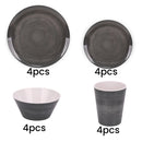 16 Piece Melamine Dinner Set, Plates, Dessert Plates, Bowls & Cups