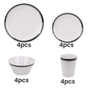 16 Piece Melamine Dinner Set, Plates, Dessert Plates, Bowls & Cups