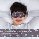 3D Contoured Grey Eye Mask for Sleeping, Star Printed Blindfold Sleep Mask with Adjustable Strap