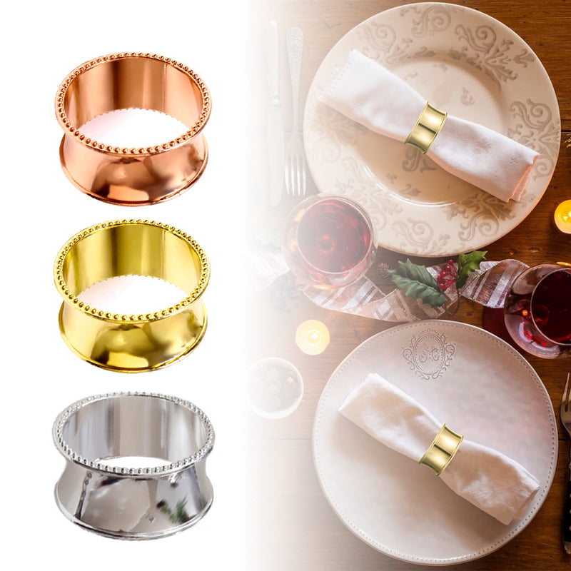 Hammered Design Napkin Rings for Christmas Party Table Decoration