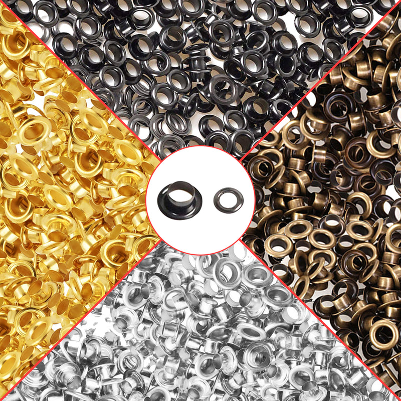 Pack of 100 Eyelets with Washers, Durable Iron Grommets for Leathercrafts, Ribbons, Lacing, Arts & Craft Projects, Clothing, Scrapbooking