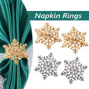 Christmas Snowflakes Design Napkin Rings with Diamante for Party Table Setting Decoration