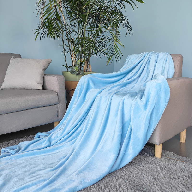 Blue Fleece Blanket Soft Plush Flannel Fleece Throw Single Blanket for Bed Couch Armchairs, 130 x 150cm