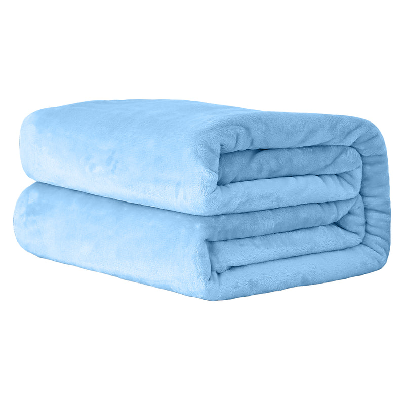 Blue Fleece Blanket Soft Plush Flannel Fleece Throw Single Blanket for Bed Couch Armchairs, 130 x 150cm