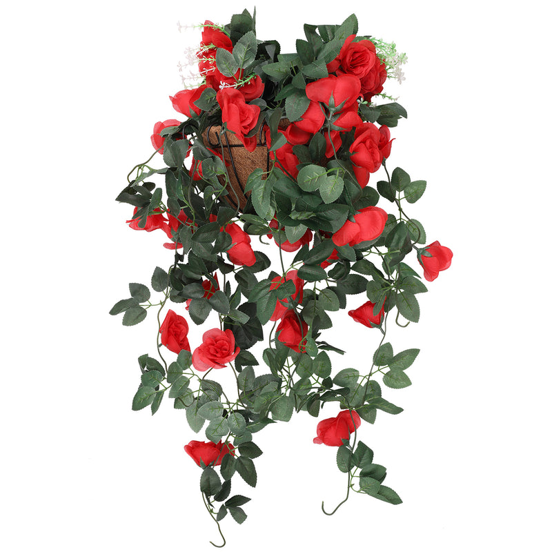 Artificial Rose Flower Hanging Vines Silk Garland, 18 Flowers, 110cm(3.6ft)