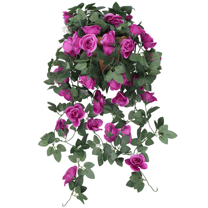 Artificial Rose Flower Hanging Vines Silk Garland, 18 Flowers, 110cm(3.6ft)