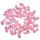 Artificial Silk Rose Flower Cherry Blossom Garland Vines, 144 Head, 180cm