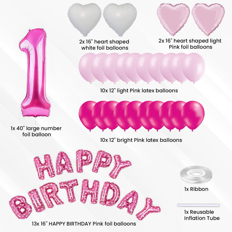 Digit 1 Balloon & Happy Birthday Foil Balloons for Birthday Party Supplies