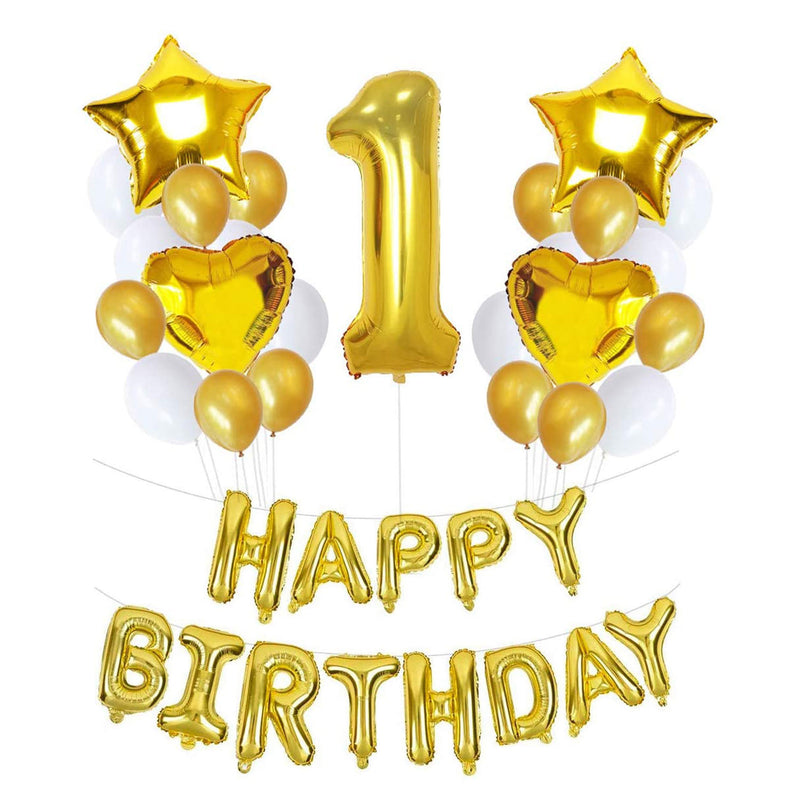 Digit 1 Balloon & Happy Birthday Foil Balloons for Birthday Party Supplies