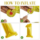 16-Inch Self-Inflating Foil Balloons Number Balloons Foil Digit Balloon for Birthdays Wedding Anniversaries