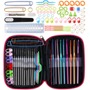 100pcs Crochet Hooks Accessories Knitting Organizer Tools, Stitch Markers & Holders, Needles, Counting Rings, Measuring Tape, Thimble, Pins, Scissors, Point Protectors, Row Counters