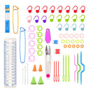 100pcs Crochet Hooks Accessories Knitting Organizer Tools, Stitch Markers & Holders, Needles, Counting Rings, Measuring Tape, Thimble, Pins, Scissors, Point Protectors, Row Counters