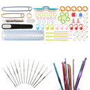 100pcs Crochet Hooks Accessories Knitting Organizer Tools, Stitch Markers & Holders, Needles, Counting Rings, Measuring Tape, Thimble, Pins, Scissors, Point Protectors, Row Counters