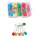 100pcs Assorted Colour Safety Pins Box, Plastic Head Diaper Metal Pins for Baby Nappy, Fastening Securing Clothing, Crafting