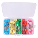 100pcs Assorted Colour Safety Pins Box, Plastic Head Diaper Metal Pins for Baby Nappy, Fastening Securing Clothing, Crafting