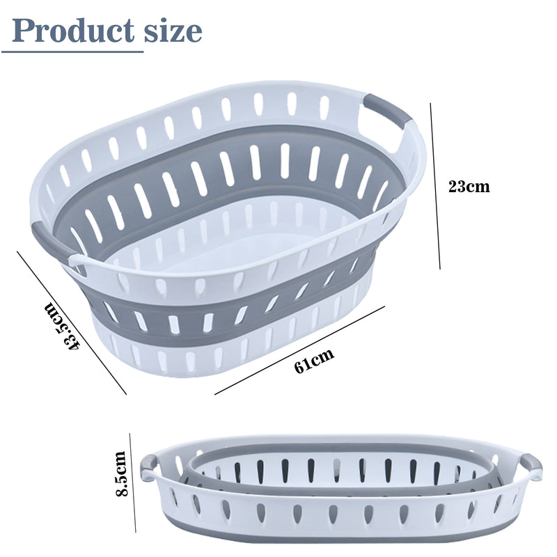 Plastic Large Oval Shape Laundry Basket Foldable Laundry Hamper