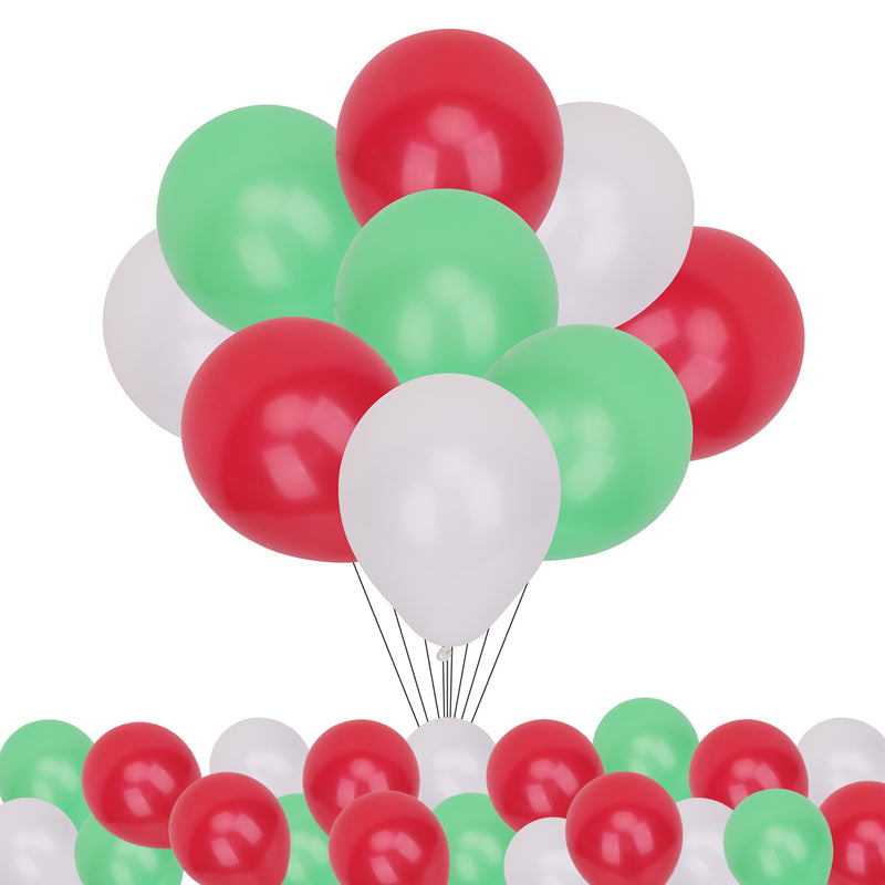 Red, White & Green Latex Balloons