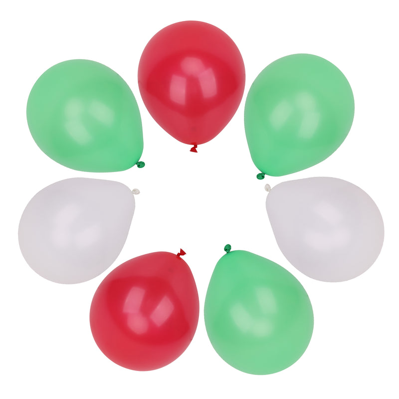 Red, White & Green Latex Balloons