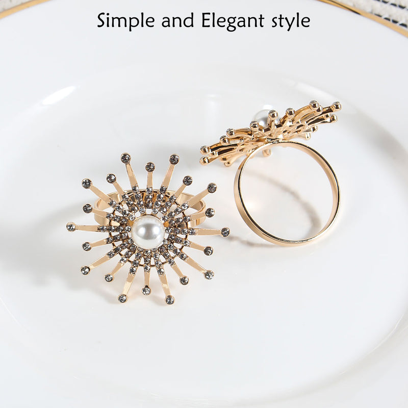 Napkin Holder Ring, Pearl & Diamante Design Serviettes Buckle