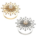 Napkin Holder Ring, Pearl & Diamante Design Serviettes Buckle