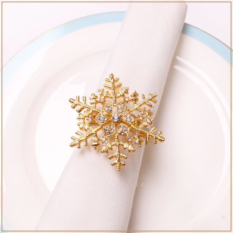 Napkin Ring with Snowflakes Design Serviettes Buckle for Christmas Lunch Holiday Dining Party