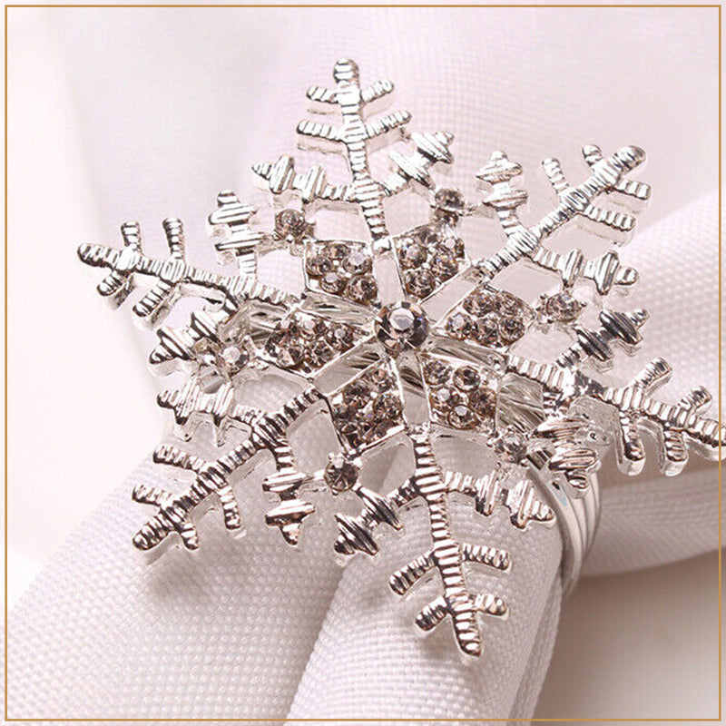 Napkin Ring with Snowflakes Design Serviettes Buckle for Christmas Lunch Holiday Dining Party