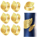 Gold Leaf Napkin Holder Ring Serviette Buckles for Xmas Holiday Wedding Dinner Banquet Party