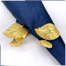 Gold Leaf Napkin Holder Ring Serviette Buckles for Xmas Holiday Wedding Dinner Banquet Party