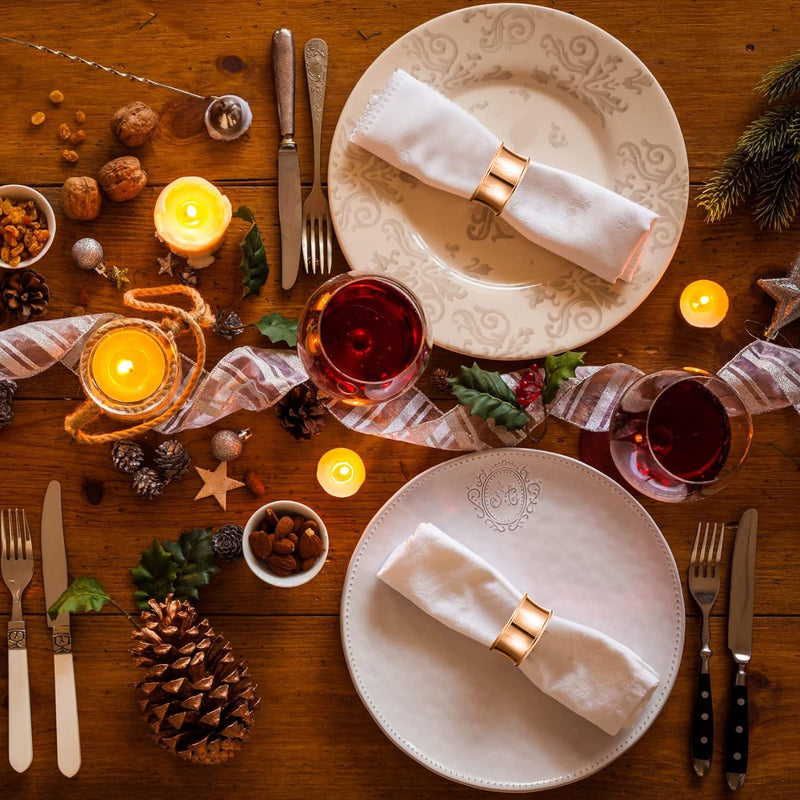 Hammered Design Napkin Rings for Christmas Party Table Decoration