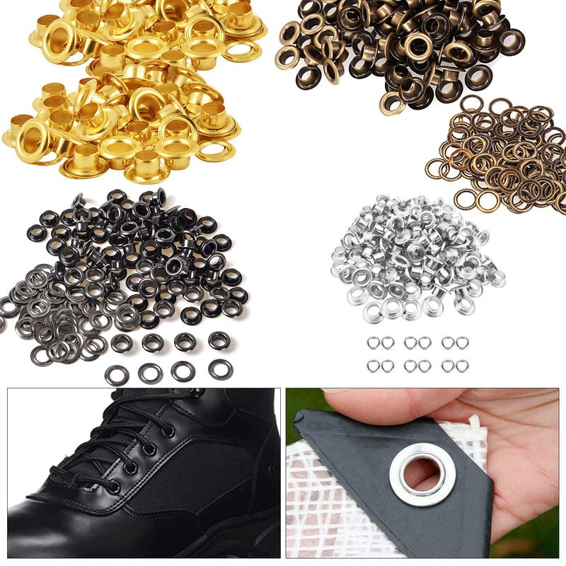 Pack of 100 Eyelets with Washers, Durable Iron Grommets for Leathercrafts, Ribbons, Lacing, Arts & Craft Projects, Clothing, Scrapbooking