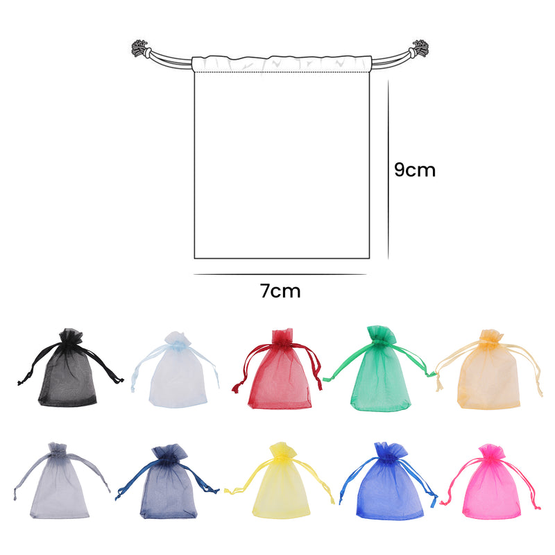 100pcs Organza Bags Drawstring Gift Pouches, 7x9cm