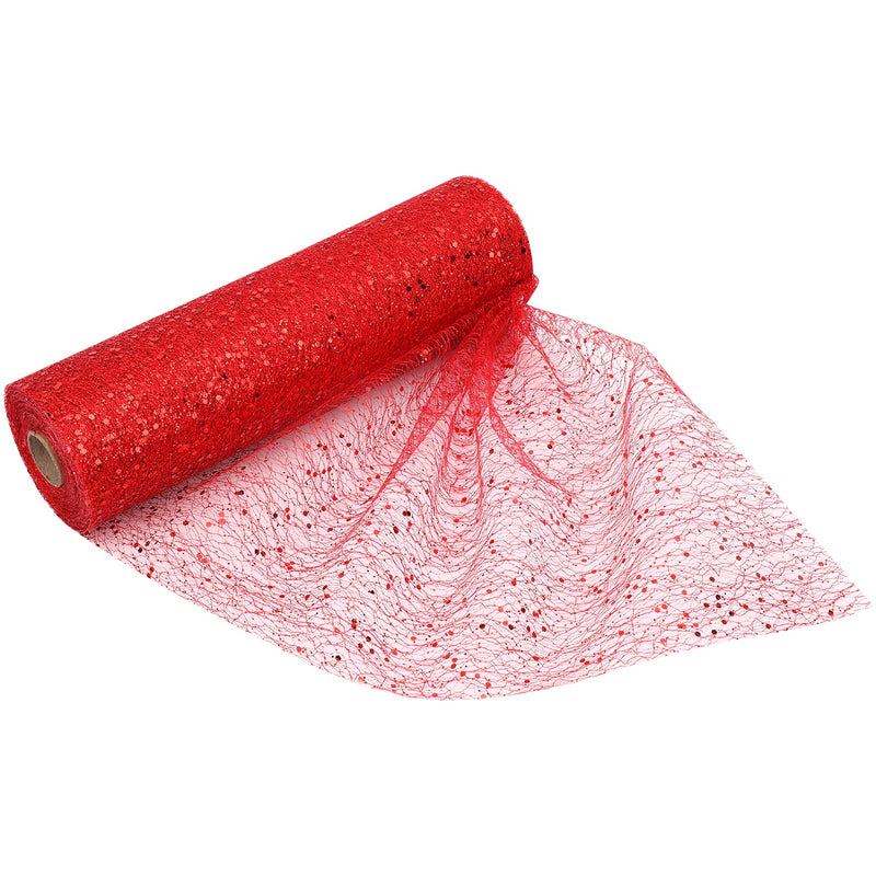 Sparkle Glitter Sequin Tulle Fabric Roll Mesh Ribbon Spool - 29cm x 25m