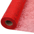 Glitter Organza Roll Snow Sheer Fabric with Flocked Design - 29cm x 25m