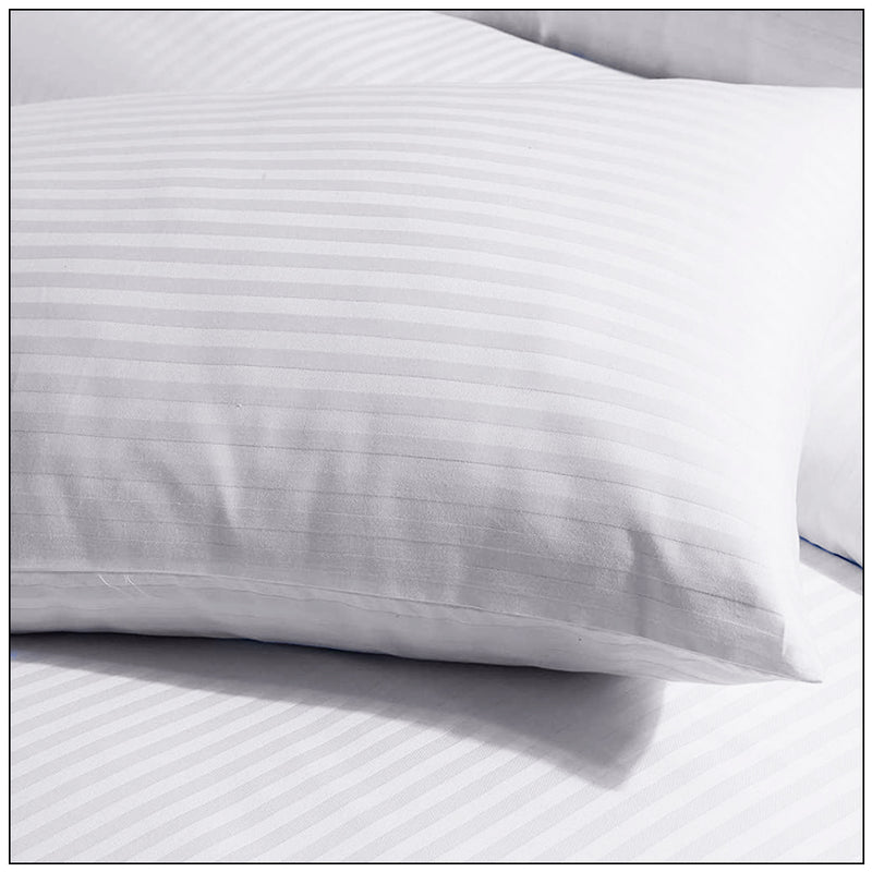 White Satin Stripe Pillowcases 50x75 cm 100% Egyptian Cotton 300TC Pillow Covers with Zip Closure, 2pack