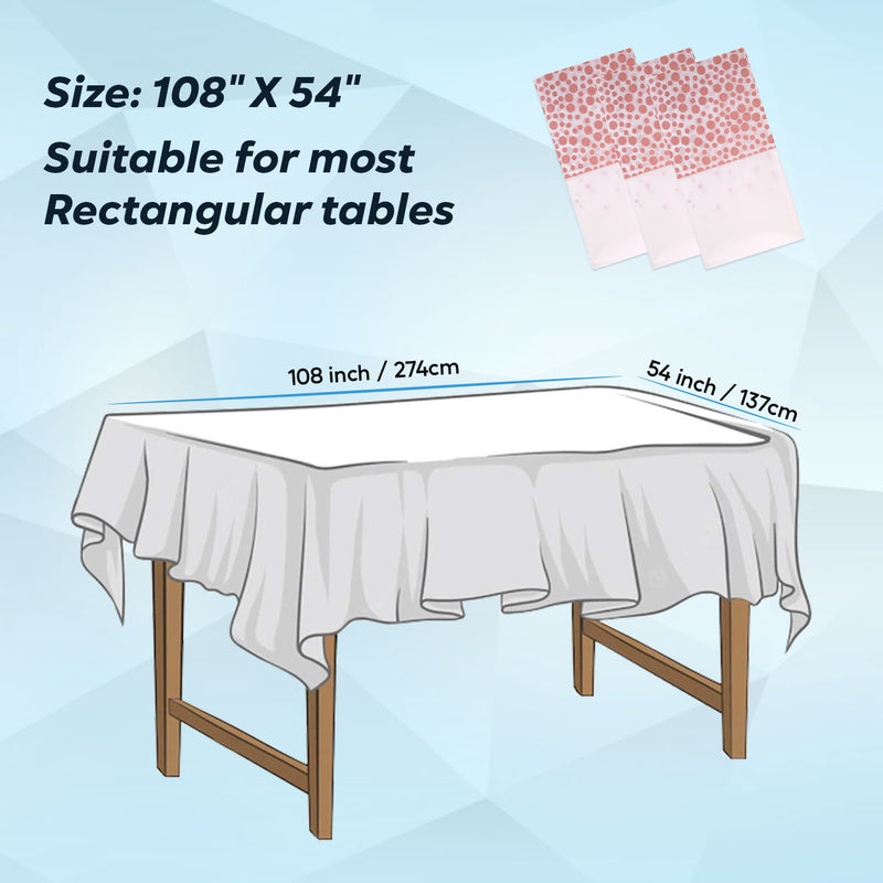 Polka Dot Tablecloth Disposable Plastic Table Cover Waterproof Wipe Clean 54" x 108" Rectangle Table Cloths for Baby Shower Wedding Birthday Christmas Party Home Table Decorations