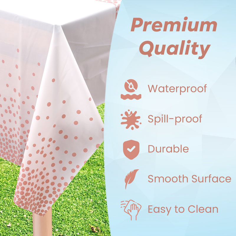 Polka Dot Tablecloth Disposable Plastic Table Cover Waterproof Wipe Clean 54" x 108" Rectangle Table Cloths for Baby Shower Wedding Birthday Christmas Party Home Table Decorations