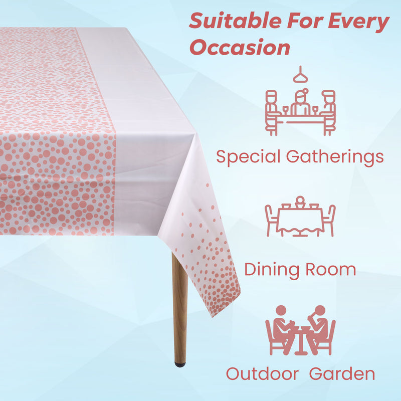 Polka Dot Tablecloth Disposable Plastic Table Cover Waterproof Wipe Clean 54" x 108" Rectangle Table Cloths for Baby Shower Wedding Birthday Christmas Party Home Table Decorations