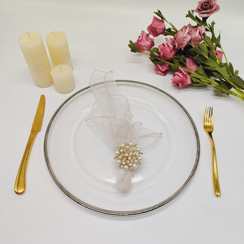 Clear Charger Plate, 33CM Chargers Decorative Reusable Acrylic Charger Plates for Wedding Party Christmas Halloween Catering Event Table Decor