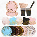 Disposable Paper Party Tableware Dinnerware Set - Plates, Cups, Napkins, Dinner Cutlery
