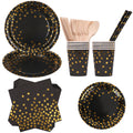 Disposable Paper Party Tableware Dinnerware Set - Plates, Cups, Napkins, Dinner Cutlery