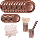 Disposable Paper Party Tableware Dinnerware Set - Plates, Cups, Napkins, Dinner Cutlery