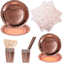 Disposable Paper Party Tableware Dinnerware Set - Plates, Cups, Napkins, Dinner Cutlery