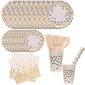 Disposable Paper Party Tableware Dinnerware Set - Plates, Cups, Napkins, Dinner Cutlery