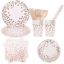Disposable Paper Party Tableware Dinnerware Set - Plates, Cups, Napkins, Dinner Cutlery