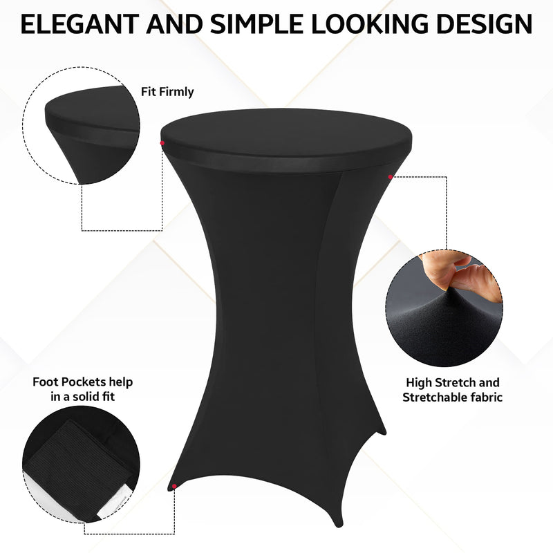 Cocktail Spandex Tablecloth High Top Round Table Cover, 32'' x 43"