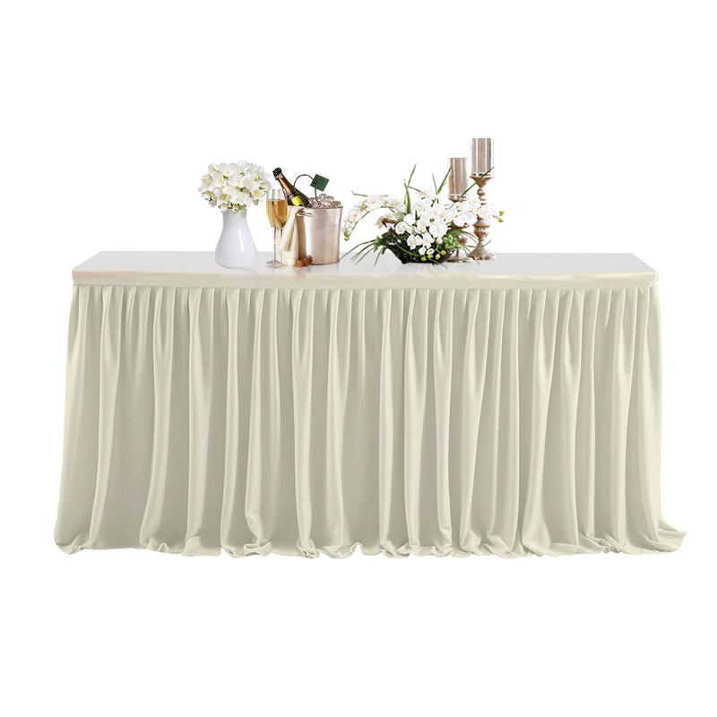 Table Skirt, Rectangle Polyester Table Skirts for Table Decoration for Party, Wedding, Birthday, Banquet, Events