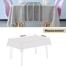 Grey Table Cloth with Embroidery Stitch & Fringe Tassels, Rectangle Wrinkle Free Anti-Fading Table Cover for Kitchen Dinning Thanksgiving Christmas