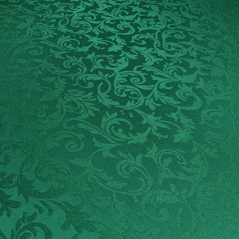 Damask Table Cloth Scrolled Leaves Pattern, Circular Linen Table Cover for Banquet, Christmas, Xmas, Dining Parties, Home, Kitchen, Restaurant, Wedding