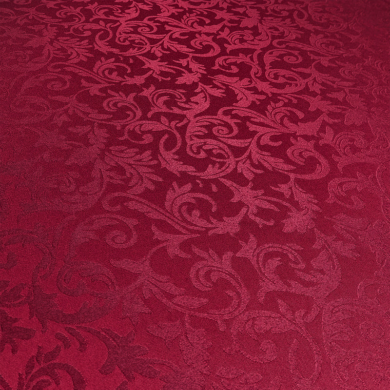 Damask Table Cloth Scrolled Leaves Pattern, Circular Linen Table Cover for Banquet, Christmas, Xmas, Dining Parties, Home, Kitchen, Restaurant, Wedding